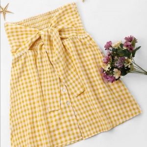 Plus Size Gingham Tie Bust Dress